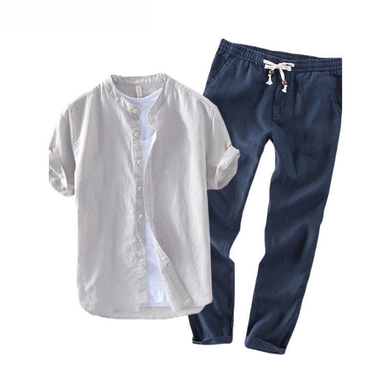 Linen Shirt Breathable - Heren linnen casual overhemd en t-shirt