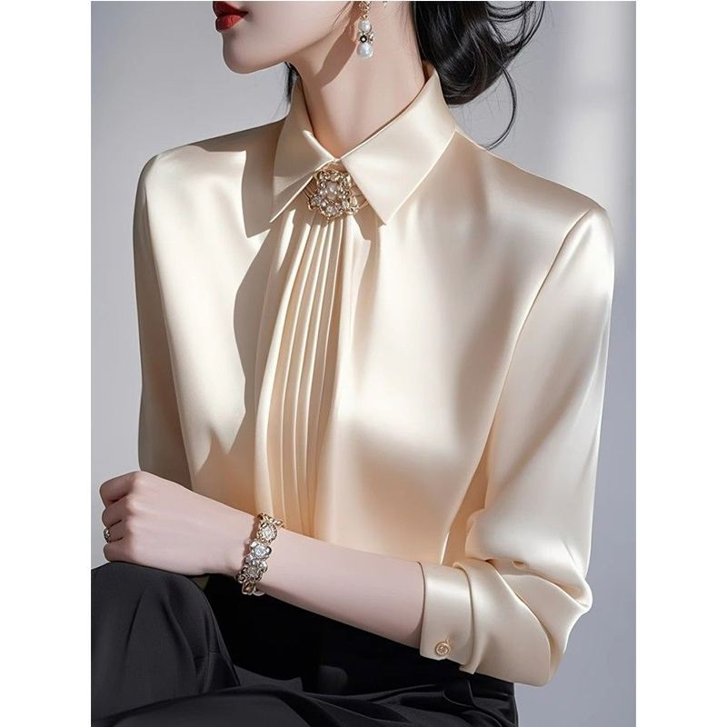 Shirt Camp Collar - 2025 Lente Nieuwe Temperament Satijnen Blouse